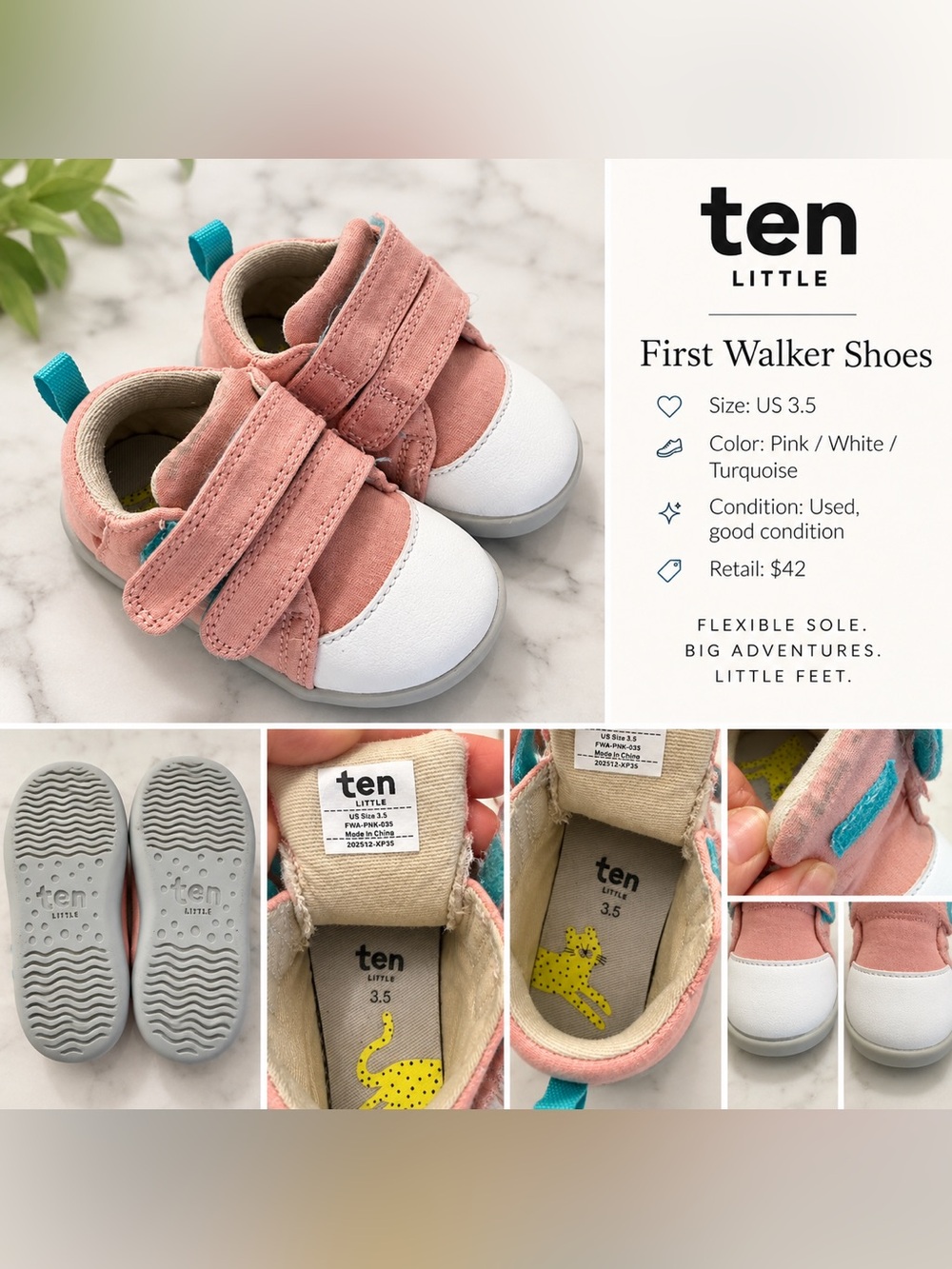 Ten Little First Walker Shoes Pink Size 3.5 Toddler